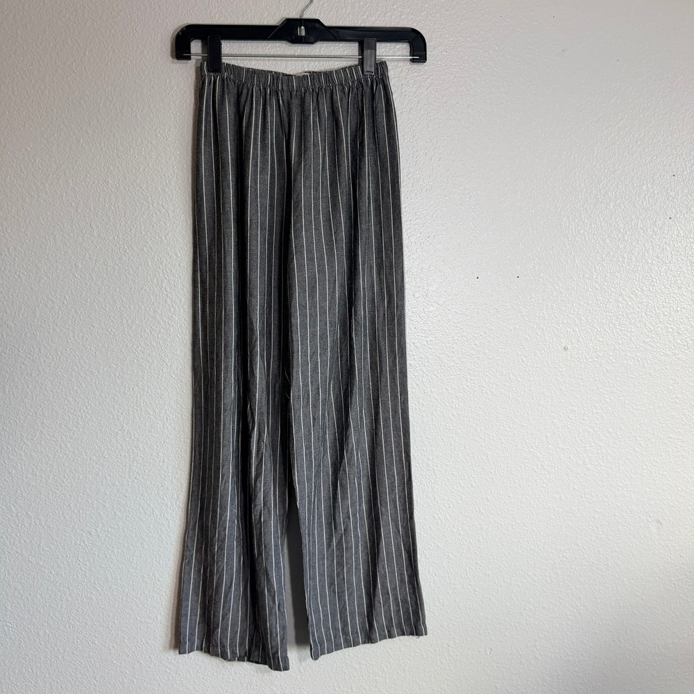 J Galt Brandy Melville Pinstripe Pajama Pants Grey White Womens Small